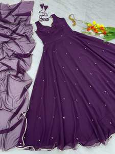 Diseño Moderno, Increíble Color Verde, Bordado de Georgette Sintética, Proveedores de Salwar Kameez Pakistaní al por Mayor - Product Image 4