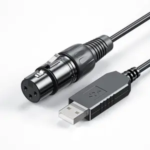 DTECH USB至RS485 DMX512 XLR接口适配器数据电缆1.8米舞台照明控制电缆