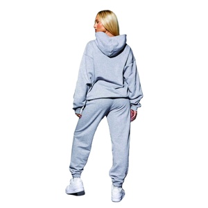 Logo de marque personnalisé 65% coton 35% polyester surdimensionné coupe décontractée gris chiné recharge capuche pour femmes survêtement - Product Image 3