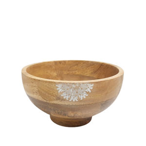 Kitchenware Acacia Wooden Round Fruit <b>Bowl</b> With Base Brown Polish Serving <b>Bowl</b> Handicraft Salad Mixing and <b>Soup</b> <b>Bowl</b> - Product Image 1