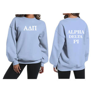 Sudadera extragrande de cuello redondo para mujer con logotipo personalizado, sudadera ecológica de lana de algodón puro, ropa griega para la universidad de invierno - Product Image 2