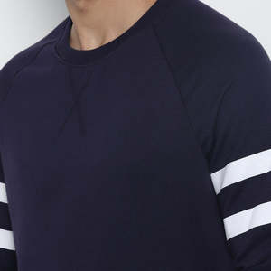 เสื้อสเวตเตอร์คอตตอนผ้าฟลีซผ้าฝ้ายคุณภาพสูงสำหรับผู้ชายสีฟ้าเข้มสำหรับฤดูหนาว - Product Image 4