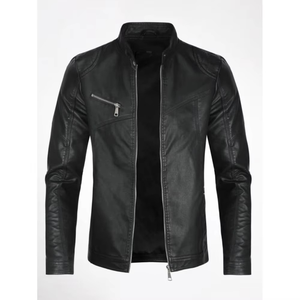 Chaqueta de Cuero con Capucha para Hombre, Invierno, Alta Calidad, Cuello Alto con Cierre de Cremallera, Impermeable, Logotipo Bordado - Product Image 1