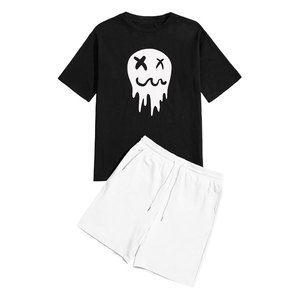 Ensemble t-shirt et short d'été de haute qualité Logo personnalisé Ensemble de t-shirt et short en coton pour hommes Ensemble de t-shirts et de t-shirts courts - Product Image 1