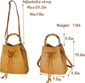 Sac fourre-tout en paille pour femmes grande capacité Shopping fourre-tout bohème sac à bandoulière voyage sac de plage avec doublure OEM - Product Image 3