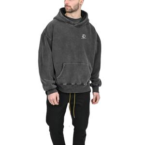 Usine de haute qualité en gros Logo personnalisé 400gsm coton mélangé unisexe surdimensionné goutte épaule lavé à l'acide sweats à capuche pour hommes femmes - Product Image 2