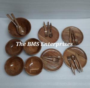 ชุดจานชามไม้อาเคเชียสำหรับอาหารค่ำแบบกันน้ำเครื่องใช้บนโต๊ะอาหาร23ชิ้น - Product Image 2