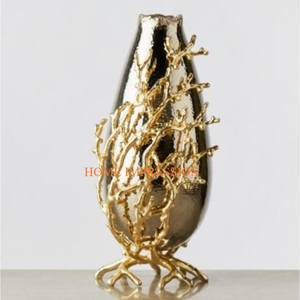 Macetas de latón de Metal con recubrimiento en polvo blanco, maceta y jarrones de interior Vintage de primera calidad para el hogar, vajilla, jarrón de interior - Product Image 3