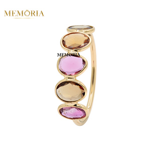 Anillo de Compromiso de Oro Amarillo Sólido de 18k con Turmalina Multicolor Preciosa en Engaste de Bisel, Certificado por IGI, Hecho a Mano, Regalo para Ella - Product Image 6