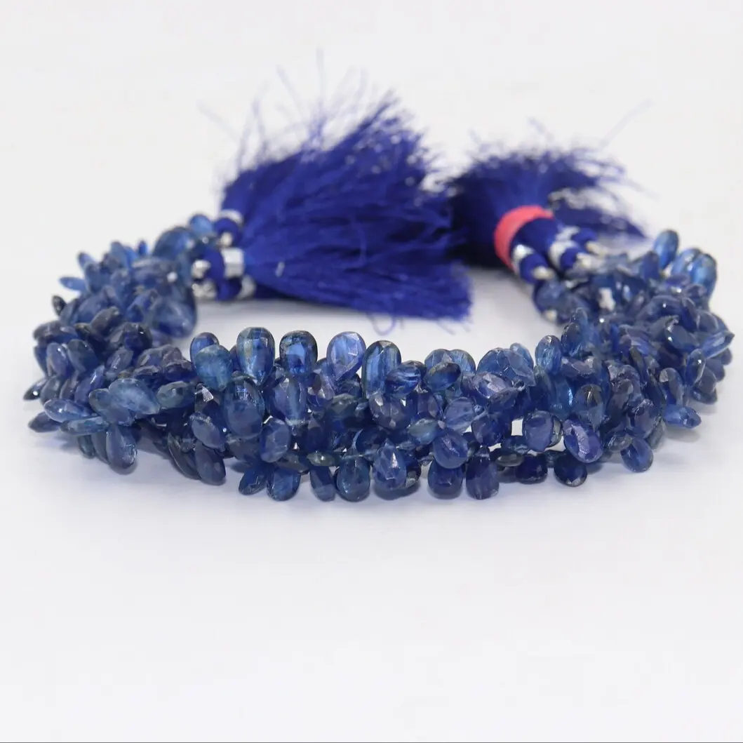 Groothandel Blauwe Kyaniet Gefacetteerde Peer Vorm Kralen Kyaniet Briolette 6*8Mm Kyaniet Kralen Voor Sieraden Maken