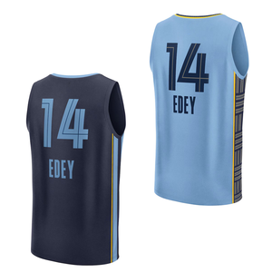 Memphis pour hommes # Maillot de basket-ball Zach Edey n°14 brodé, respirant, séchage rapide, édition ville pour adultes, vêtements de sport avec logos, été - Product Image 1