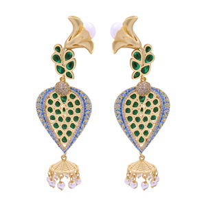 Boucles d'oreilles modernes tendance plaquées or AD Bijoux de mariage artificiels de luxe élégants Vendeur en laiton personnalisé certifié - Product Image 2