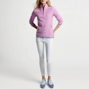 Wholesale Custom Zip Collar Printed Polar Fleece Top Quarter Golf 1/4 Zip Pullover Women Half Zip Sweatshirt - Product Image 4