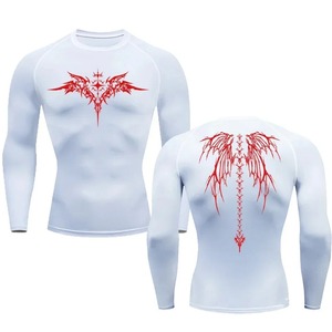 Camiseta de entrenamiento deportivo para hombre, camiseta de compresión estampada, camiseta transpirable de secado rápido, ropa deportiva de manga corta para ciclismo Jiu-jitsu - Product Image 2