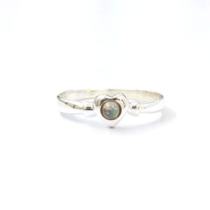 2.0 Grams <b>Labradorite</b> Gemstone <b>Ring</b> Rhodium and Gold-Plated Fine Jewelry for Everyday Wear with Bezel Setting - Product Image 1