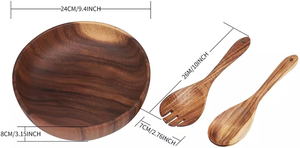 High Quality Customizable Acacia <b>Wood</b> Eco-Friendly Polished Surface Certified Lightweight <b>Salad</b> <b>Bowl</b> Classic Handmade MULTI - Product Image 2