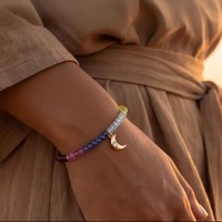 Bracelet en laiton plaqué or 18 carats avec pierres précieuses naturelles Chakra, bijoux d'équilibre énergétique, OEM/ODM, faible MOQ