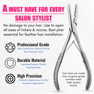 Hot Selling Hair Extension Tool Microbead Extensions Plier Two Hole Plier with <b>Crimping</b> Teeth and Remover Plier Glittered Grip - Product Image 4