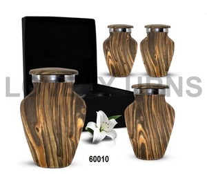 Metallic Wooden Print Small Human <b>Ashes</b> <b>Keepsake</b> Urn Set for Adult Male/Female-Espresso Wood (Set 4) - Product Image 1