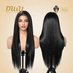 Jess C-DWY 13x6 Lace Front Glueless Synthetic <b>Wig</b> <b>Long</b>-Length Straight with Layer-Cut Blonde Highlight Clearance Sale - Product Image 4