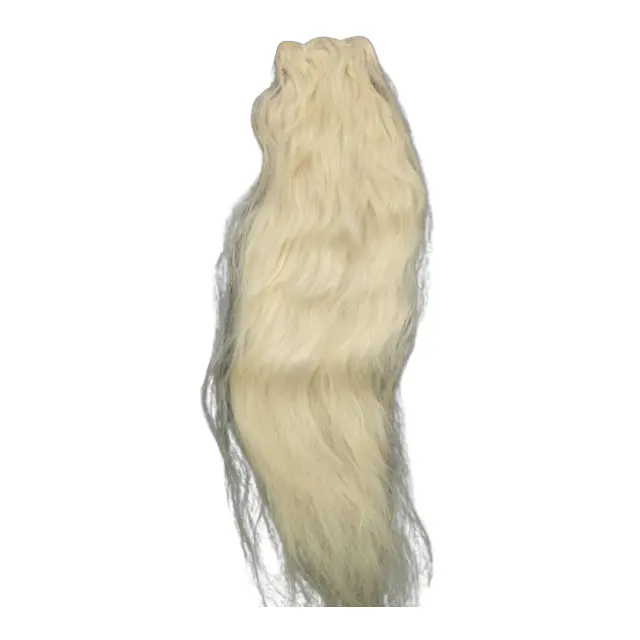 Premium Grade Platinum Blonde Straight Machine Double Weft Human Hair Extension For Sale By Indian Exporters