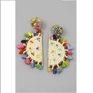 Boucles d'oreilles brodées de l'Inde Boucles d'oreilles faites à la main pour femmes et filles Multi Color par MD artisanat - Product Image 1