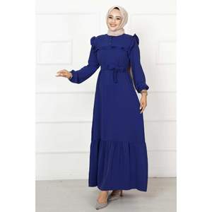 Vestido Aerobin con volantes medio abotonado Azul Marino - Product Image 1