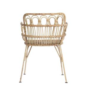 Silla de comedor de ratán moderna con patas de metal-Sillón de mimbre hecho a mano para uso en interiores y exteriores - Product Image 4