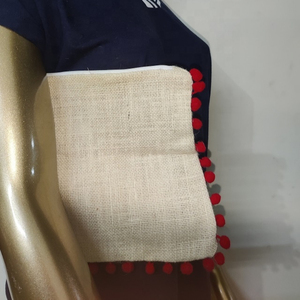 Customizable Fashion Jute <b>Pouch</b> Tassels Vintage Lady Spring Summer Silk Lining Zipper Closure Natural Color Mumbai-India Origin - Product Image 5