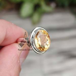 Bague en Citrine Jaune Naturelle pour Femme, Faite à la Main en Argent Sterling, Coupe Ovale, Pierre de Naissance de Novembre, Cadeau Bijou pour Elle - Product Image 3