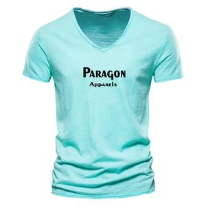 T-shirt uni pour homme Streetwear T-shirt ras du cou côtelé surdimensionné en coton épais - Product Image 5