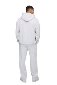 Survêtement à capuche unisexe épais avec logo personnalisé imprimé, gris chiné, surdimensionné, fermeture éclair croisée sur toute la surface, taille plus, vêtements chauds d'hiver - Product Image 3