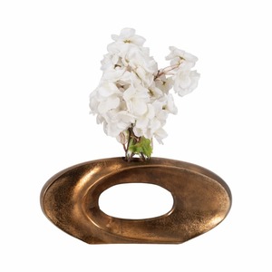 Black Simple <b>Vase</b> With Gold Detailing Perfect <b>For</b> Bedroom Study Desk Living Room Lounge And Creative Gift Or <b>Decorative</b> Use - Product Image 1