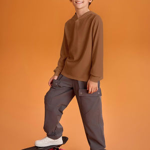 ชุดเสื้อผ้าลำลองผ้าฟลีซระบายอากาศมีฮู้ดพิมพ์ลายน้ำหนักเบามีโลโก้ด้านหน้าสำหรับฤดูหนาว - Product Image 4