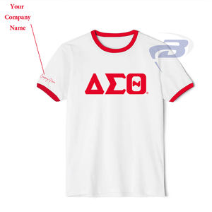 T-shirt Delta Sigma Theta Sorority imprimé, blanc et bleu, col contrasté, 100% coton, respirant, style streetwear, tee-shirt DST Sorority - Product Image 2