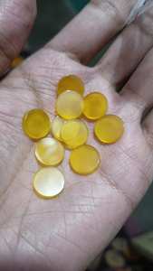 มาใหม่12มม. เรียบควอตซ์ Cabochon พลอยสีเหลืองคาลซิโดนีธรรมชาติหลวมสำหรับทำเครื่องประดับ - Product Image 2