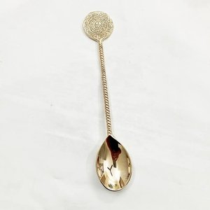 Leaves & Rose <b>Flower</b> Design Brass Spoon with Long Handle Gold Plated <b>Mirror</b> Polish Dishwasher Safe for Home & Wedding Dinnerware - Product Image 4