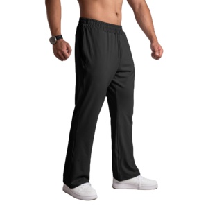 Pantalones casuales de verano para hombre, de corte recto y acampanado, con diseño drapeado, de secado rápido, talla grande, parte delantera plana, ajuste holgado, tipo chándal. - Product Image 1