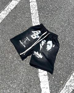 Short personnalisé délavé au soleil pour hommes été coton cordon Vintage hommes bord brut lavage à l'acide s'adapte à la taille des shorts pour hommes - Product Image 2