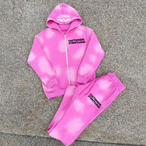 Pantalones de chándal de algodón de rizo francés para hombre, pantalones de chándal bordados desgastados de calle, pantalones de chándal Acampanados para hombre lavados con ácido - Product Image 2