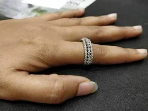 แหวนเงินแท้วินเทจของผู้หญิง2.00 CT ตัดเพชรจำลอง IGI ได้รับการรับรอง tishya เพชรครบรอบแต่งงาน - Product Image 4