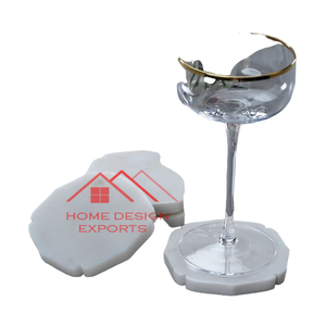 Home Hotels Nasting Table Decor Use at Wholesale Price <b>White</b> Italian Set of 4 Marble <b>Coasters</b> - Product Image 4