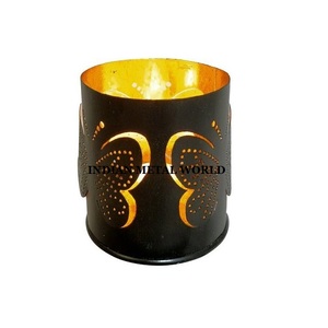 Bougeoir votif rond en métal argenté de conception fantaisie décoration de Table de mariage support votif photophore par le monde en métal indien - Product Image 5