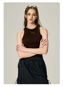 2025 personalizado alto elástico Hot-Girl Vibe lavado Racerback Crop Tank Sexy Fit mujeres Tank Top - Product Image 6