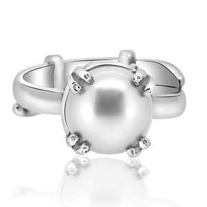 NOVAMART Fine Arihant Gems & Jewels 925 Silver White <b>Adjustable</b> <b>Ring</b> Natural Certified Astrological Gemstone for Men Women Pearl - Product Image 5