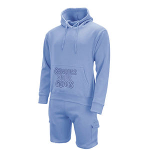 Survêtement 2 pièces unisexe avec short et sweat à capuche, ensemble assorti décontracté à manches longues - Product Image 6