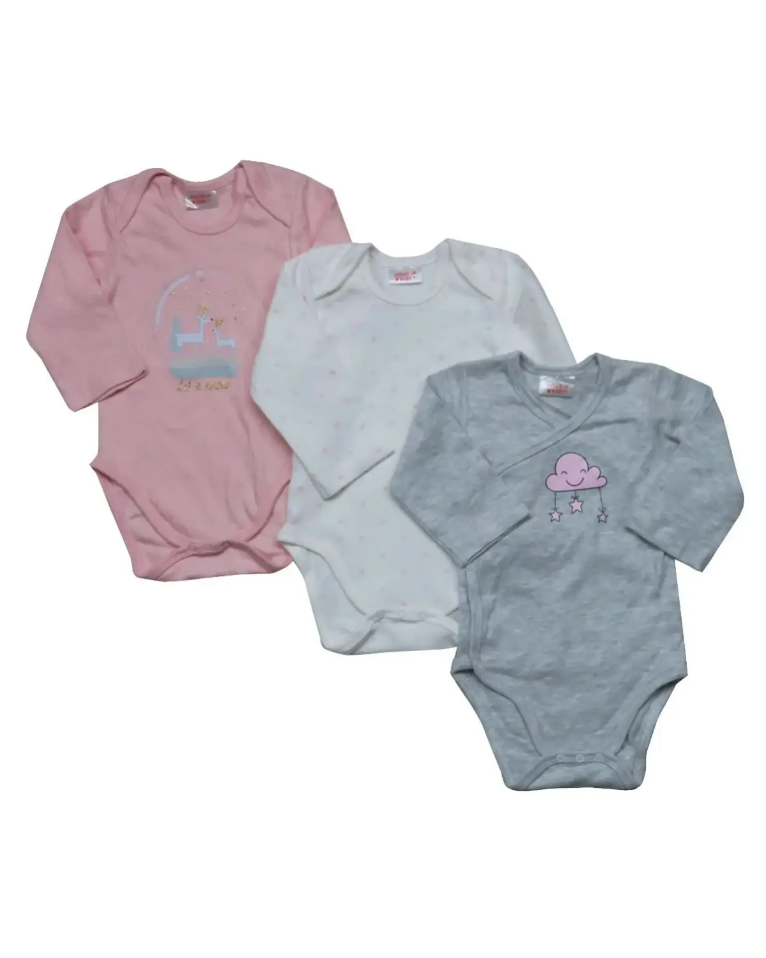 신생아 아기 잠옷 하이 퀄리티 아기 3 팩 L/S 바디 수트 도매 공장 공급 아기 장난 꾸러기 유아 도매 의류