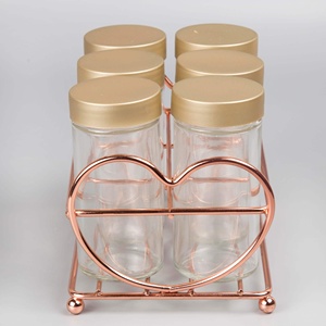 Étagère à épices en métal en forme de cœur en or rose, parfaite pour organiser des cadeaux, une cuisine, un hôtel et un restaurant, une base lourde - Product Image 4