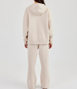 Sudadera con capucha y pantalón de pierna recta con cremallera holgada de talla grande OEM/ODM, chándales para correr, chándal ligero de lana de algodón 100% - Product Image 6