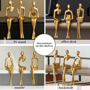 Ensemble de figurines en or de luxe de 3 pièces maîtresses artistiques de table pour salon bureau événement fête cadeau décoration affichage - Product Image 5